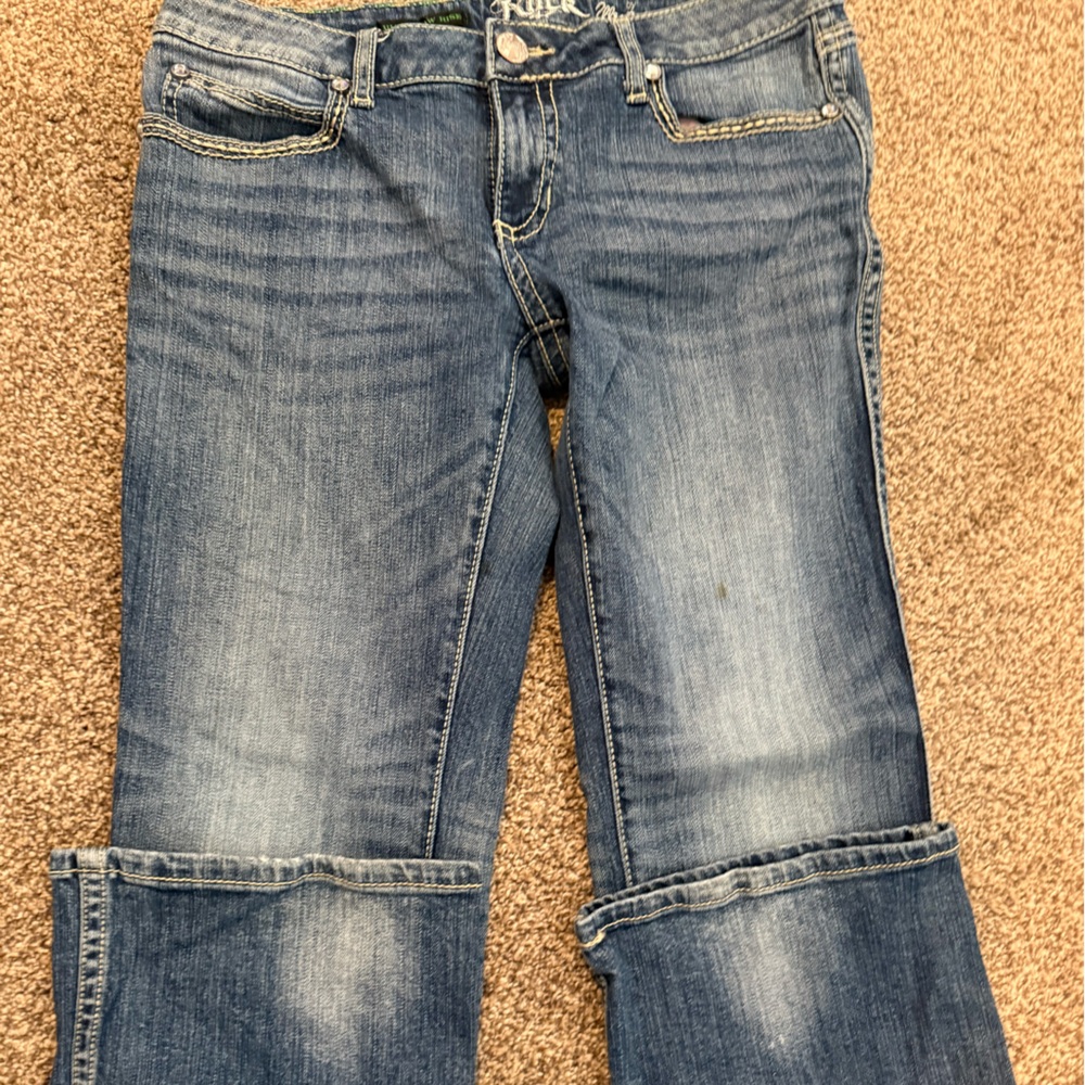 Wrangler Rock 47 Blue Denim Ultra Low Rise Jeans